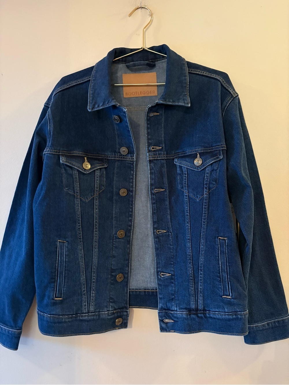 Bootlegger Blue Denim Jacket Dark Wash Sz S, New with tags